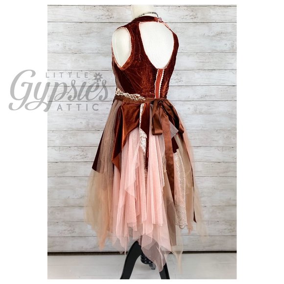 Listing Taken Down and Relisted, OOAK S/M Woodland Rust Victorian Fairy Dress - Picture 4 of 13